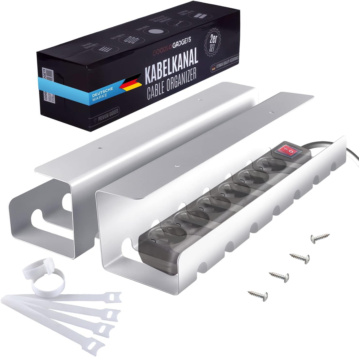 Stilemo Kabelgoot Bureau TÜV Rheinland Getest - Kabelbeheer Onder Bureau voor Een Opgeruimde Werkplek - Kabelhouder Kabelbak Set Van 2 Kabelmanden 43x12x10 cm - Grijs