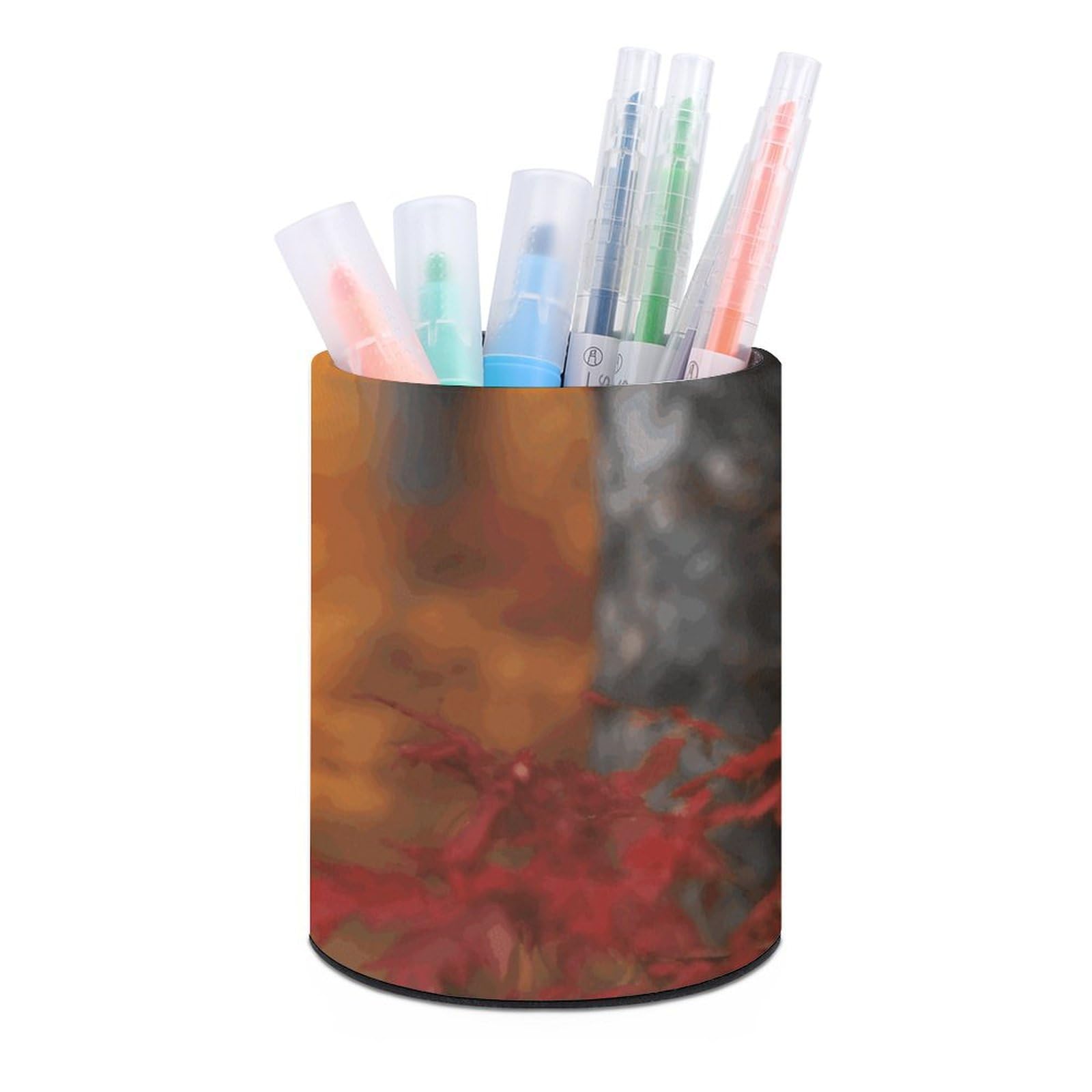 KLOPH PU Leather Pen Holder for Desk, Aesthetic Pencil Cup for Desktop, Makeup Brush Srotage for PenOrganizer Office Supplies, Wolf Pen Cup Pencil Caddy for Home Art Supply