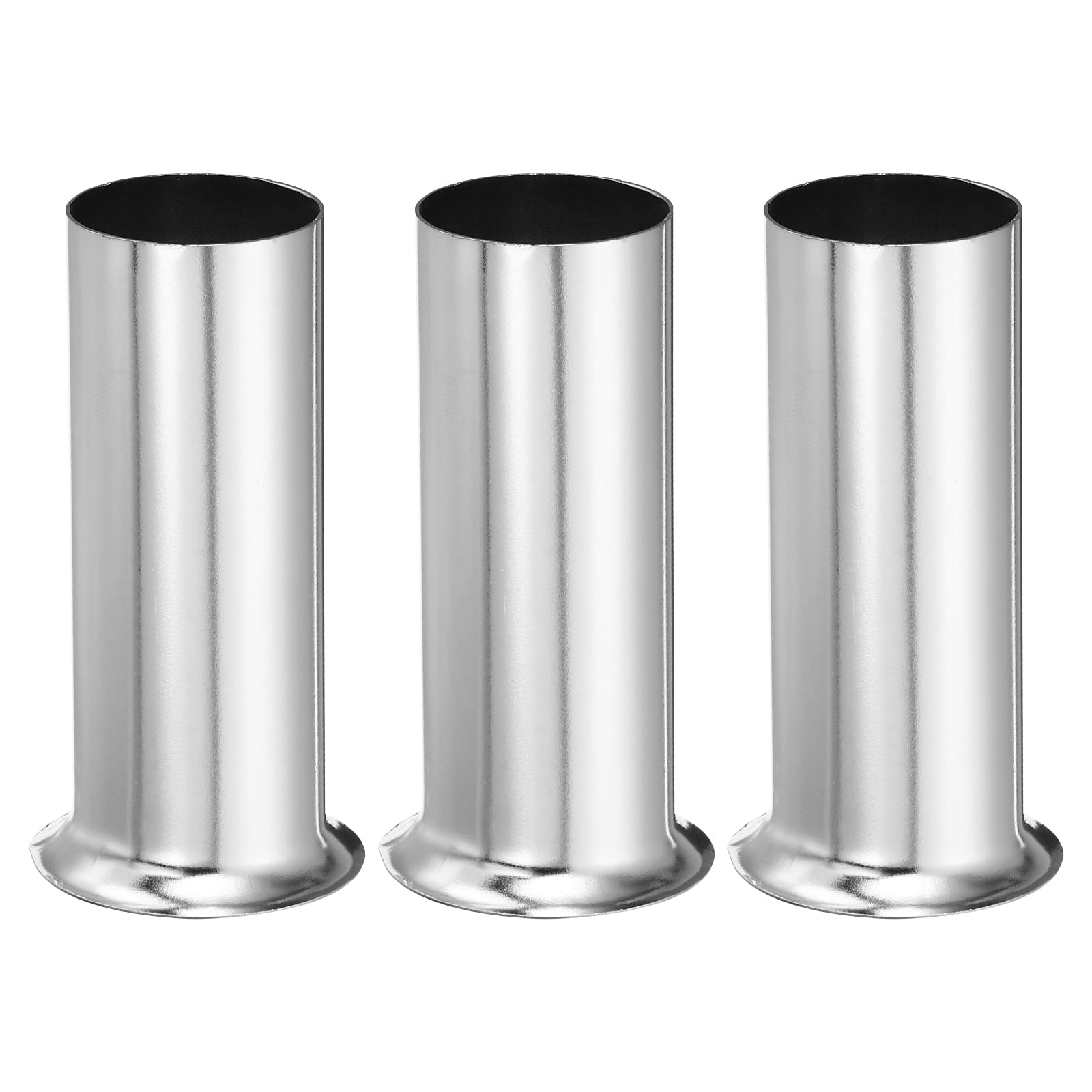 MECCANIXITY Candle Socket Covers, 3.1 Inch Tall Metal Chandelier Sleeves Candelabra Base Sockets Fit to Most Chandeliers, Silver Tone 3 Pcs