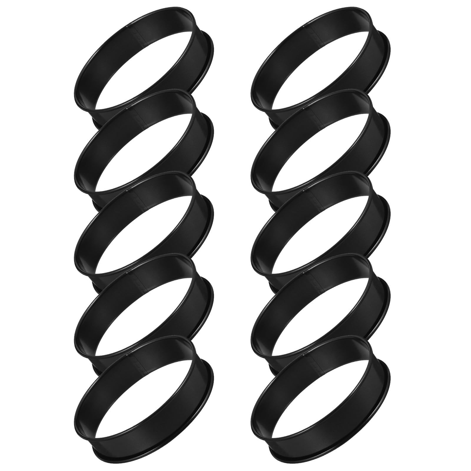 10 Aros para muffins ingleses de acero inoxidable negro antiadherente
