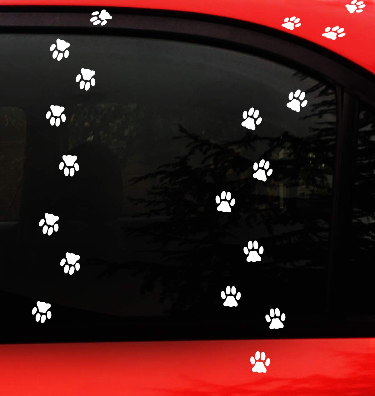 AMIART Cat Paw Print Vinyl Sticker - White - 48 Count - Size of Cat Footprint - Indoor/Outdoor