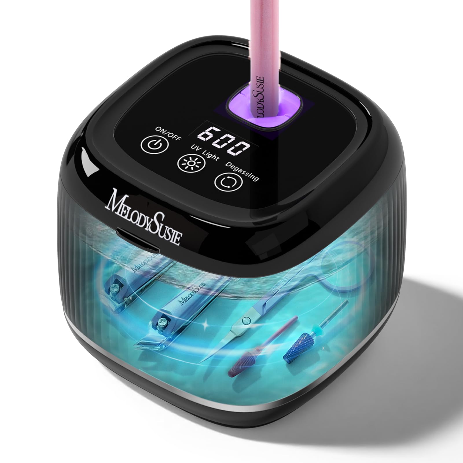MelodySusie 2 in 1 Nail Tool Cleaning Machine 3 Timers Mode for Nail Drill Bits Nail Art Brush