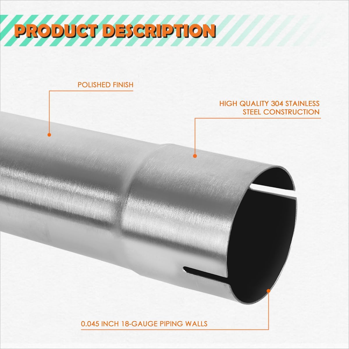 PM PERFORMOTOR 90 Degree Bend Tube DIY Custom Mandrel Exhaust Tubing, 2.5" OD, Stainless Steel,Universal Fit,Polished Finish,PM-PP-25-90-SS