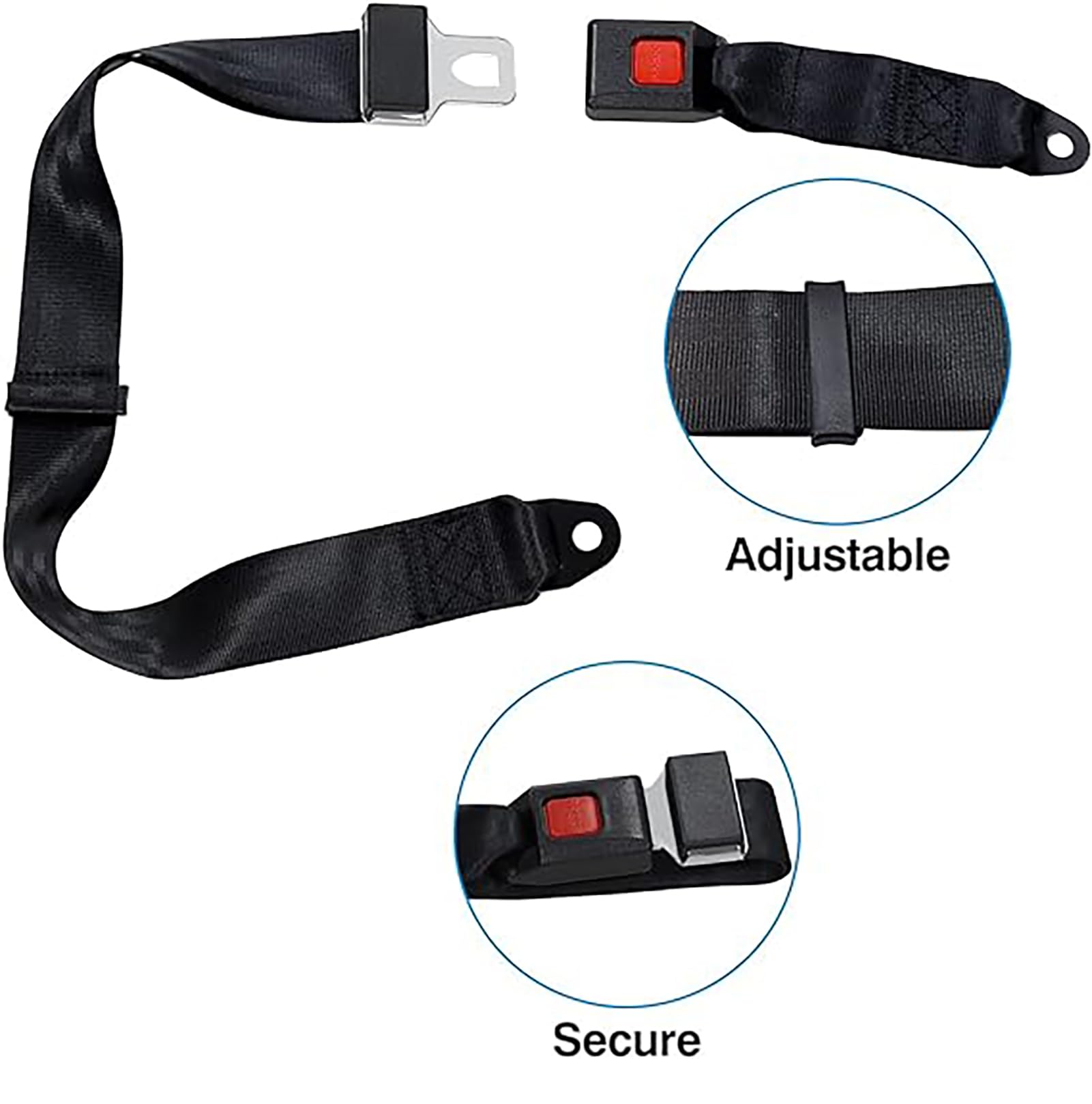 Zeetan Cintura di Sicurezza Universale, Cintura di Sicurezza Universale del Carrello da Golf per UTV, Cinture Regolabili A 2 Punti Kit di Imbracatura per Go Kart Cinture di Sicurezza,Nero,2