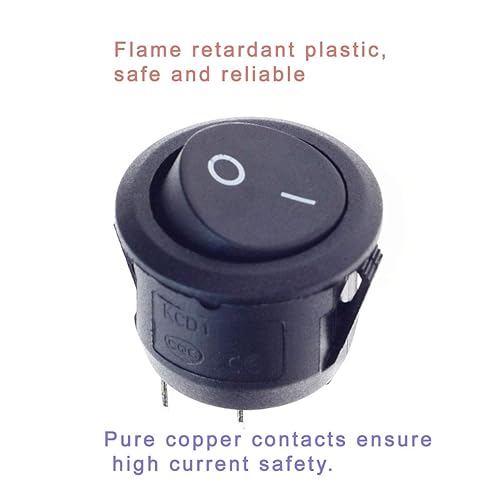 Miniatura 2 de QTEATAK 8 unids SPST Snap-in ON-Off 2 Pin Round Snap Rocker Boat Switch Negro AC 250V 6A 125V 10A para coche, barco, electrodomésticos