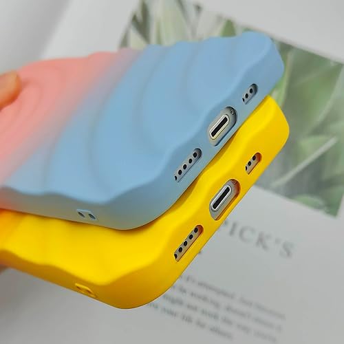 Miniatura 7 de Womdakon Compatible con iPhone 13 Pro Max - Funda para teléfono para niñas, diseño de onda engarzada bicolor con degradado de silicona suave, a