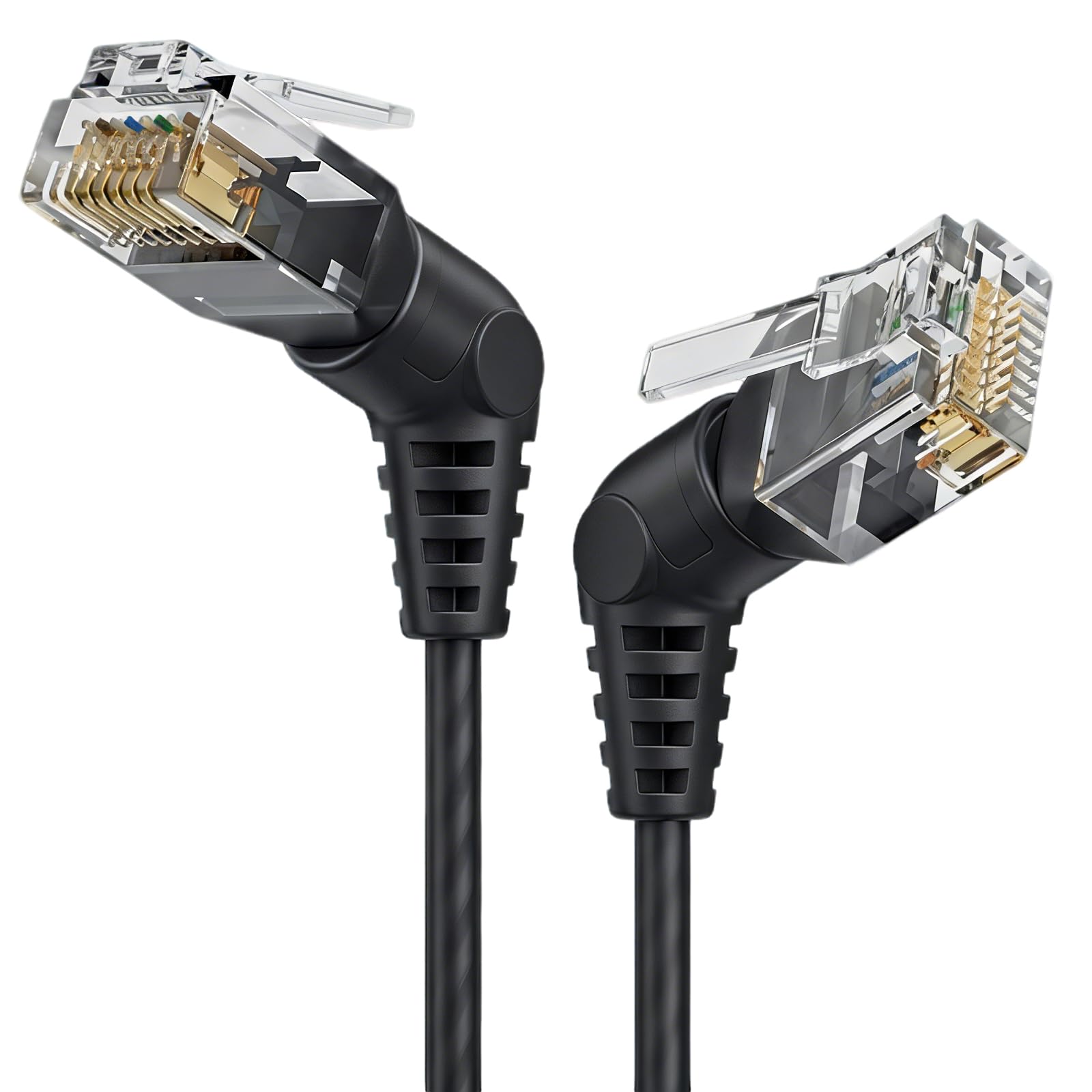 Leloco LAN Kabel 2m Cat 6 Ethernet Kabel mit 360° Drehbarem Winkelstecker Beidseitig, Netzwerkkabel RJ45 High Speed Gigabit Internet Kabel für Router PC Laptop
