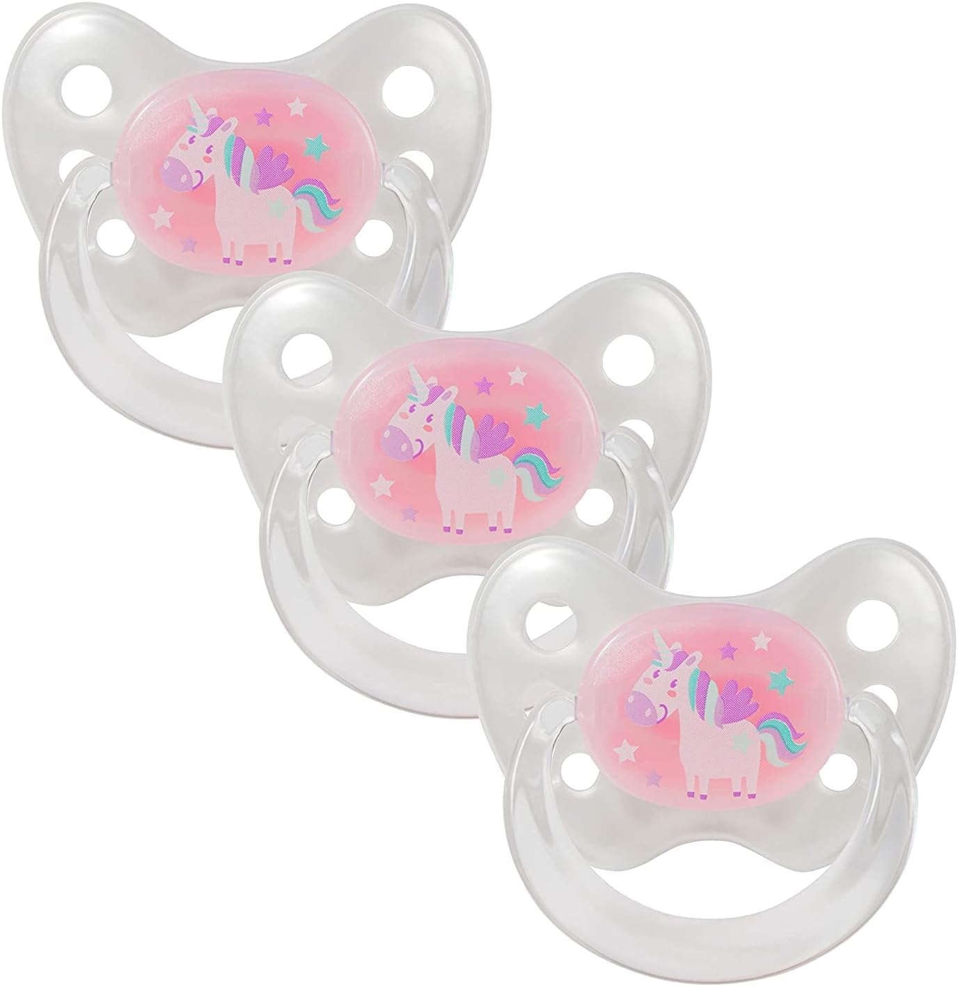 Sponsored Ad โ Silicone Soother Set of 3 - Size 1, 0-6 Months - Tooth and Jaw Friendly Silicone Soother with Dental Step - BPA Free Baby Accessories - Made in Germany - Unicorn, Pink