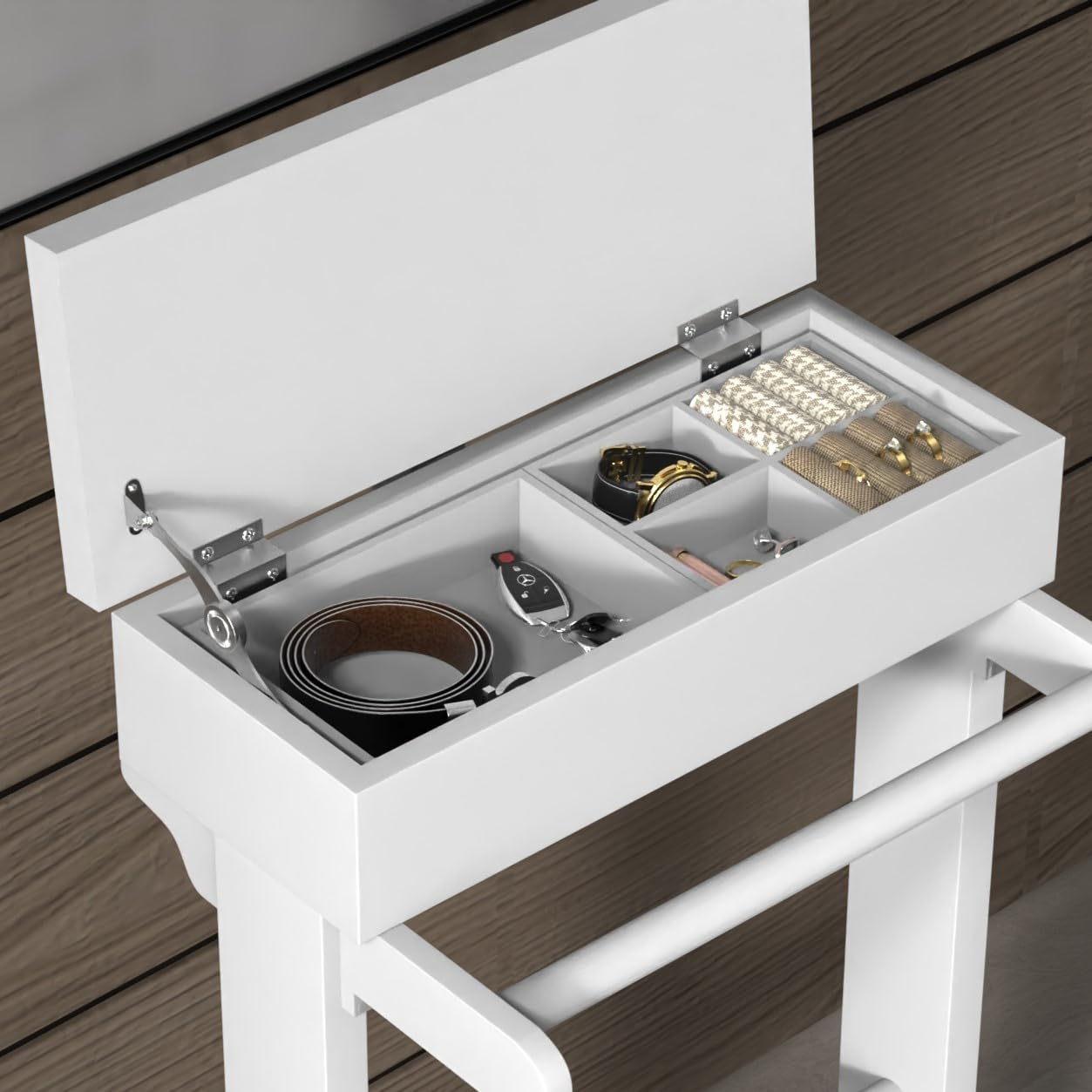 Porte-vêtements en bois avec base robuste, porte-manteau multifonction avec tiroir supérieur et compartiments de rangement pour bureau, chambre à coucher, salon