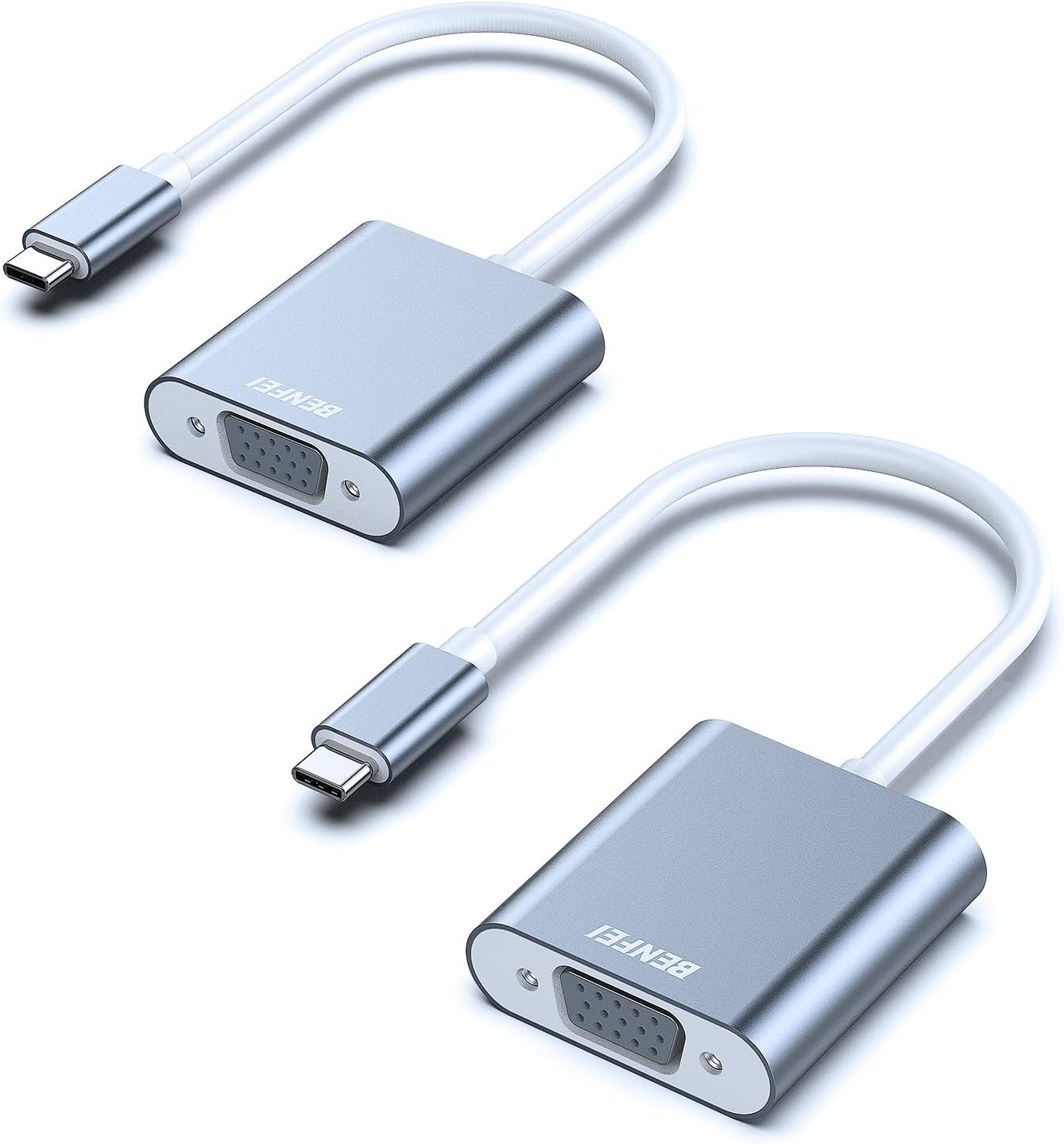 BENFEI USB C to VGA Adapter, Thunderbolt 3/4 to VGA Adapter Compatible with iPhone 15 Pro/Max, MacBook Pro/Air 2023, iPad Pro, iMac, S23, XPS 17, Surface Book 3 and More [Aluminium Shell,Grey]