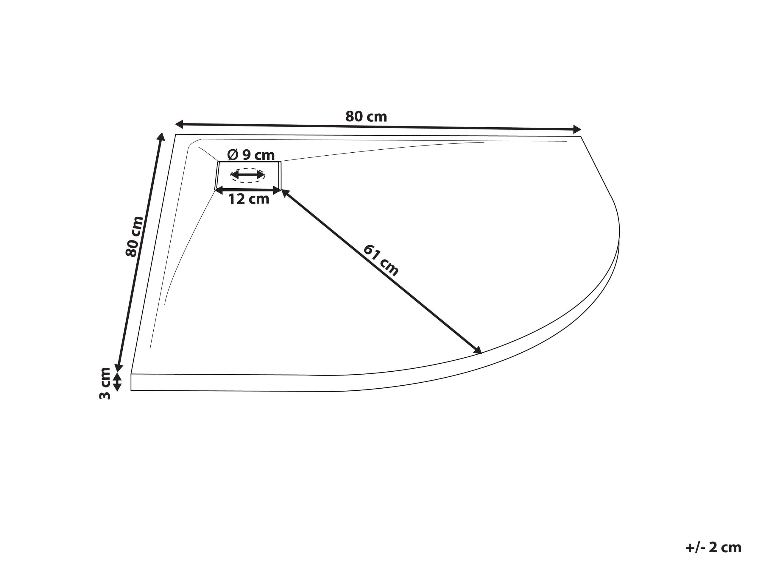 Brodzik prysznicowy z syfonem z materiały SMC czarny efekt naturalnego kamienia 80 x 80 x 3 cm Paron
