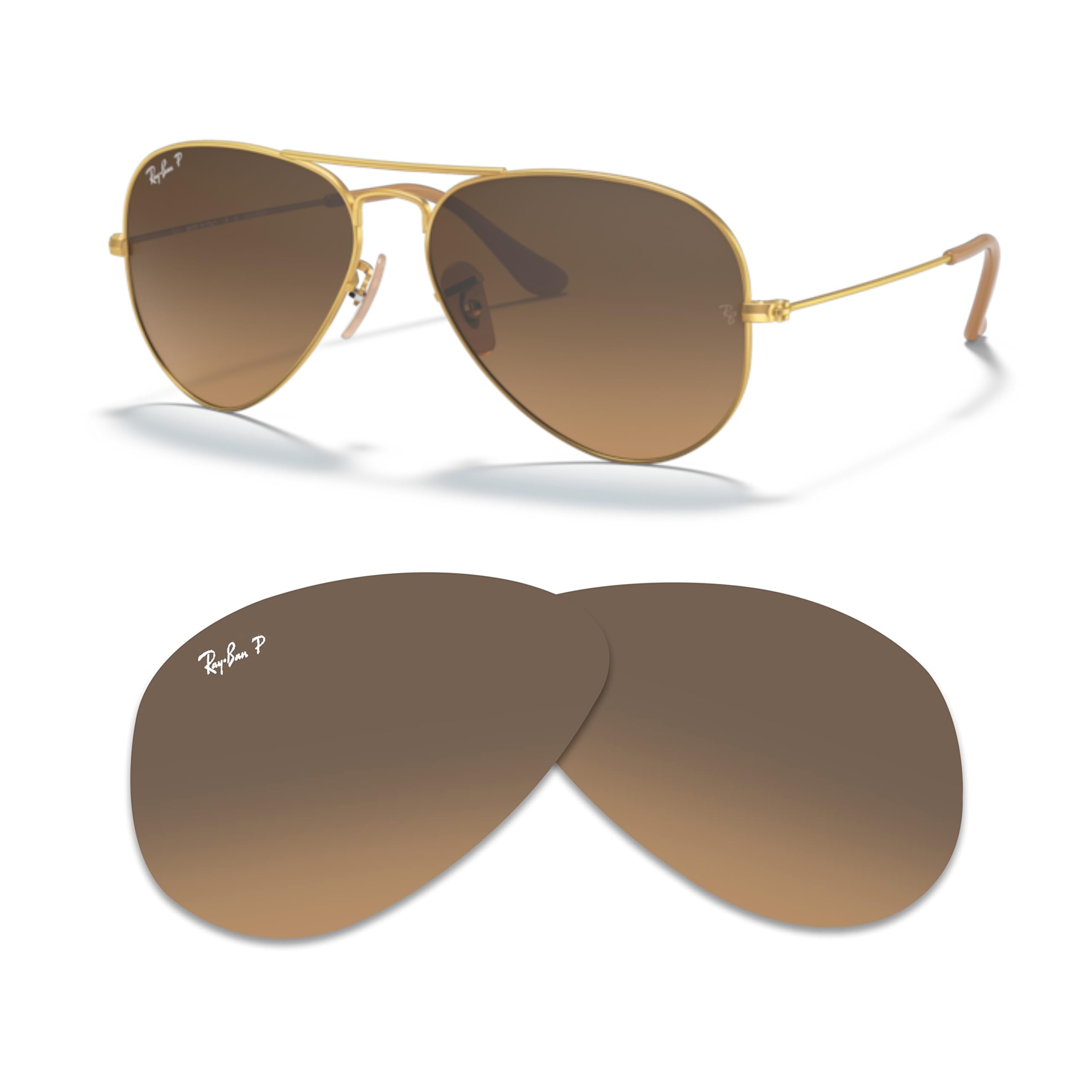 Ray-Ban Original AVIATOR LARGE METAL RB3025 Replacement Lenses +BUNDLE with ACCESSORY EYEWEAR KIT