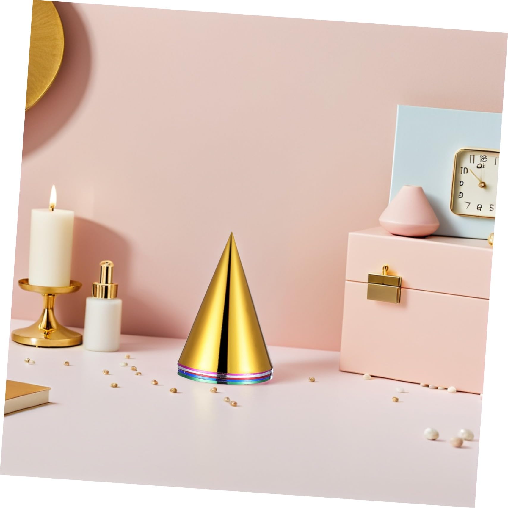 Mikinona 60 Piezas Sombreros de Fiesta Metálicos para Sombreros Cónicos de Papel para Cumpleaños con Diseño Brillante Accesorios para Celebraciones y Fotografía Montaje DIY