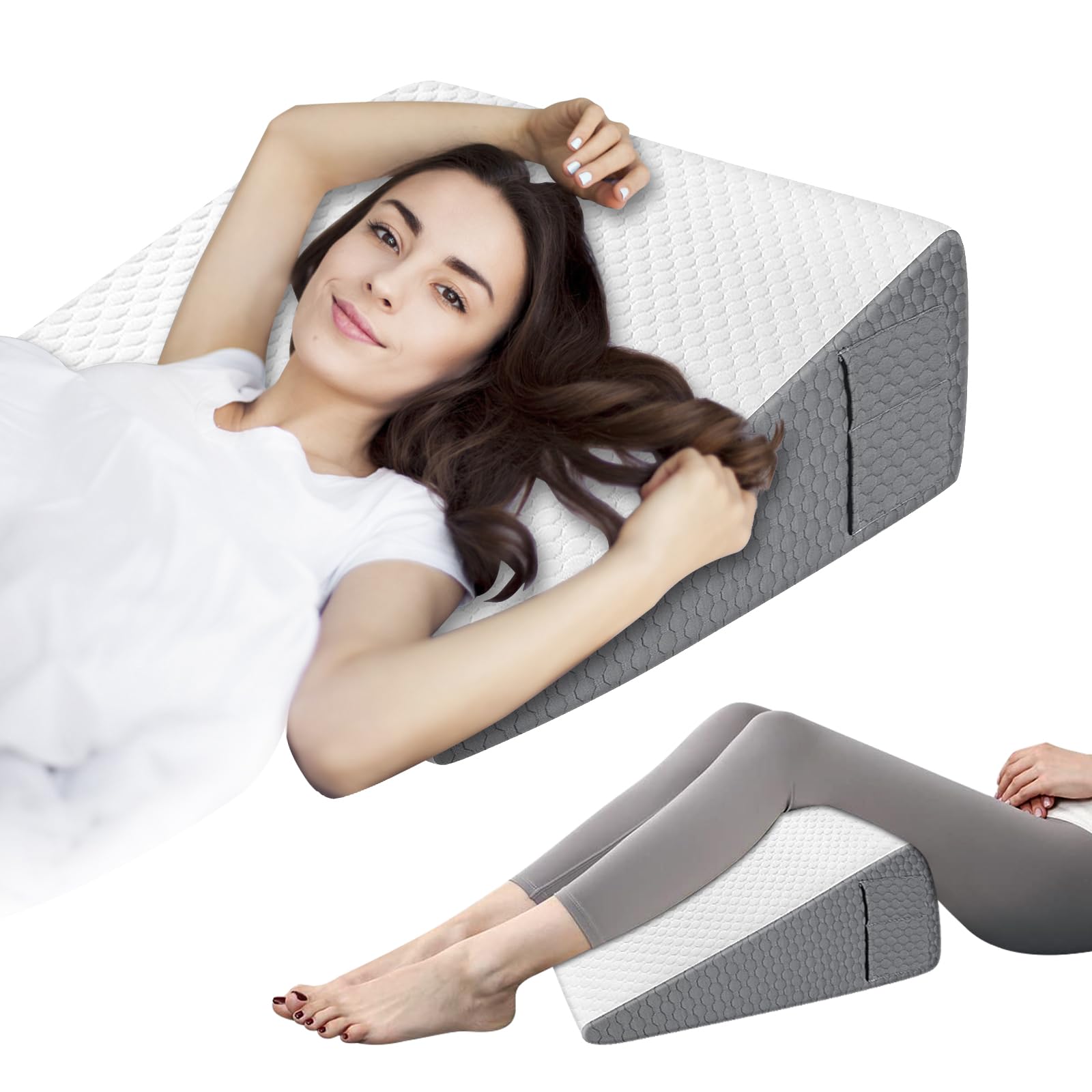 YARVPUV Almohada de Lectura en Forma de Cuña para Sofá y Cama, Almohadas Antireflujo Ergonómicas, de Lectura para elevación del sueño o como Respaldo, Lavable Cojín de Espuma Desenfundable para Leer