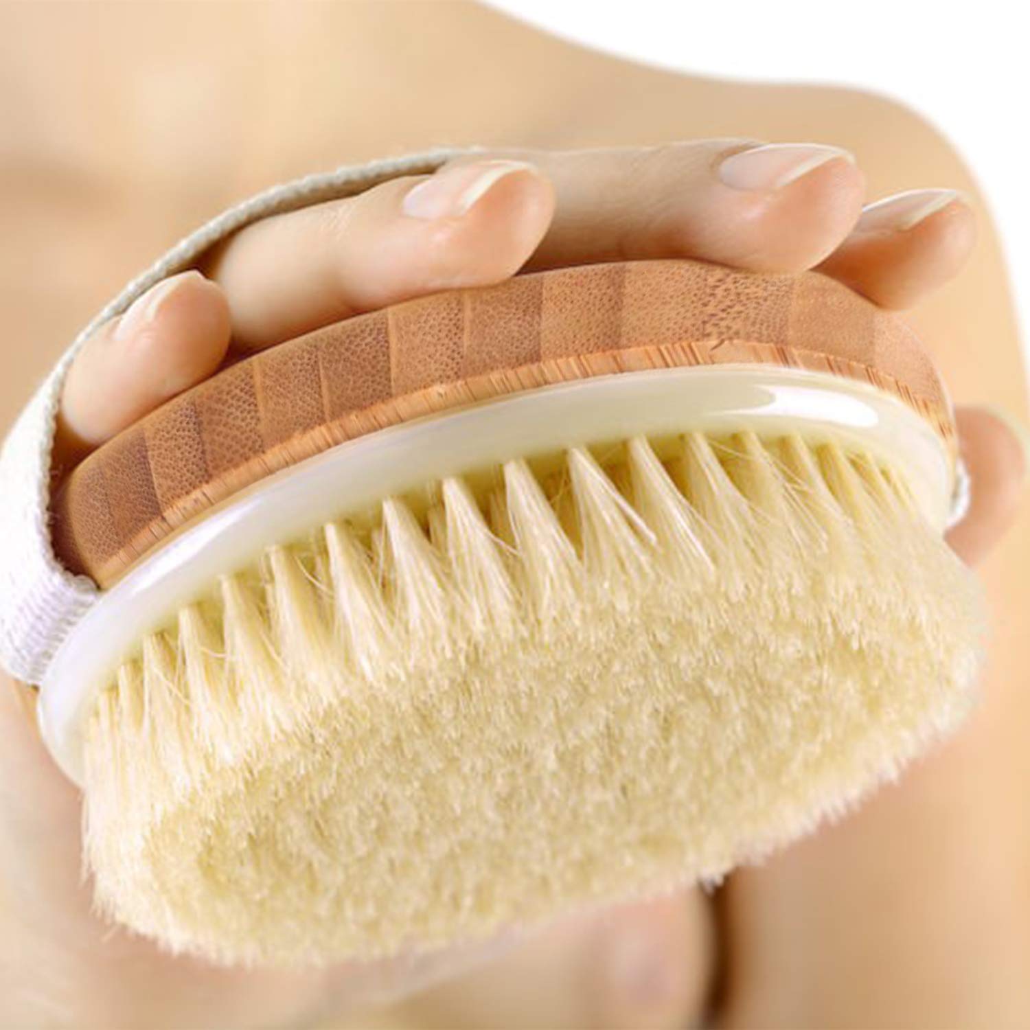 Body Brush Shower Back Scrubber Dry Exfoliating Brush Natural Bristle