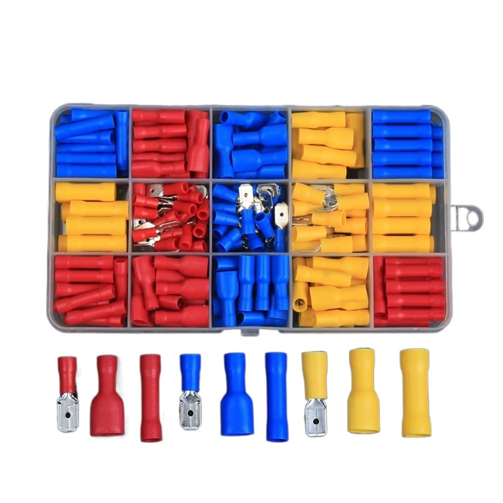 Conector de cable para terminal, Kit de conector cable aislado con terminales horquilla anillo pala, multicolor, varias piezas(222pcs)