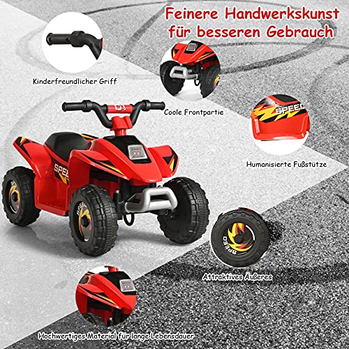 COSTWAY 6V Elektro Kinderquad 2,8-4,6 km/h, Mini Elektroquad, Kinderauto, Kindermotorrad, Kinder Quad, Elektroauto für Kinder ab 3 Jahren (Rot) – Bild 6