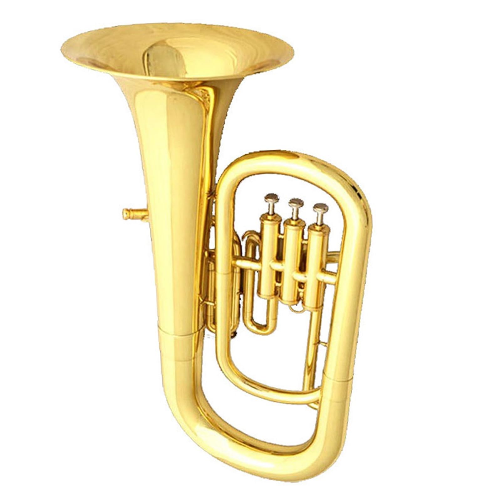 Instrumento de tuba Eufonio de tres llaves en Si bemol con acabado lacado dorado para principiantes y profesionales