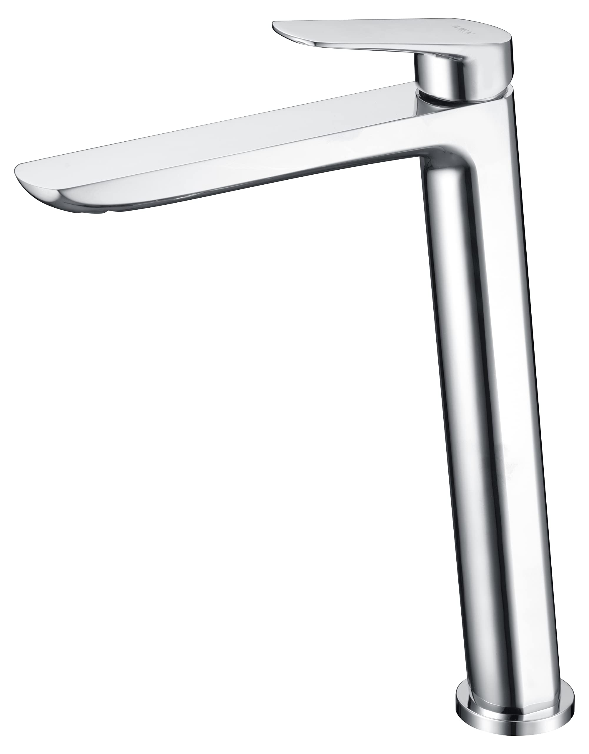 IMEX - Grifo Lavabo Cromado Caño Alto | Grifo Baño Mezclador Agua Fria y Caliente | Grifería Monomando Efeto Cascada con Caño de Latón y Ahorro de Agua | Serie Bélgica | Color Cromado
