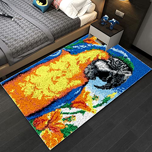 LucaSng 85x115cm Kit de Ganchos de pestillo para alfombras,Kit de Tejer ​con Gancho cojín de sofá Alfombra,Kit de alfombras con Gancho de pestillo,Kit de Gancho DIY Alfombra,patrón Delicado Cover