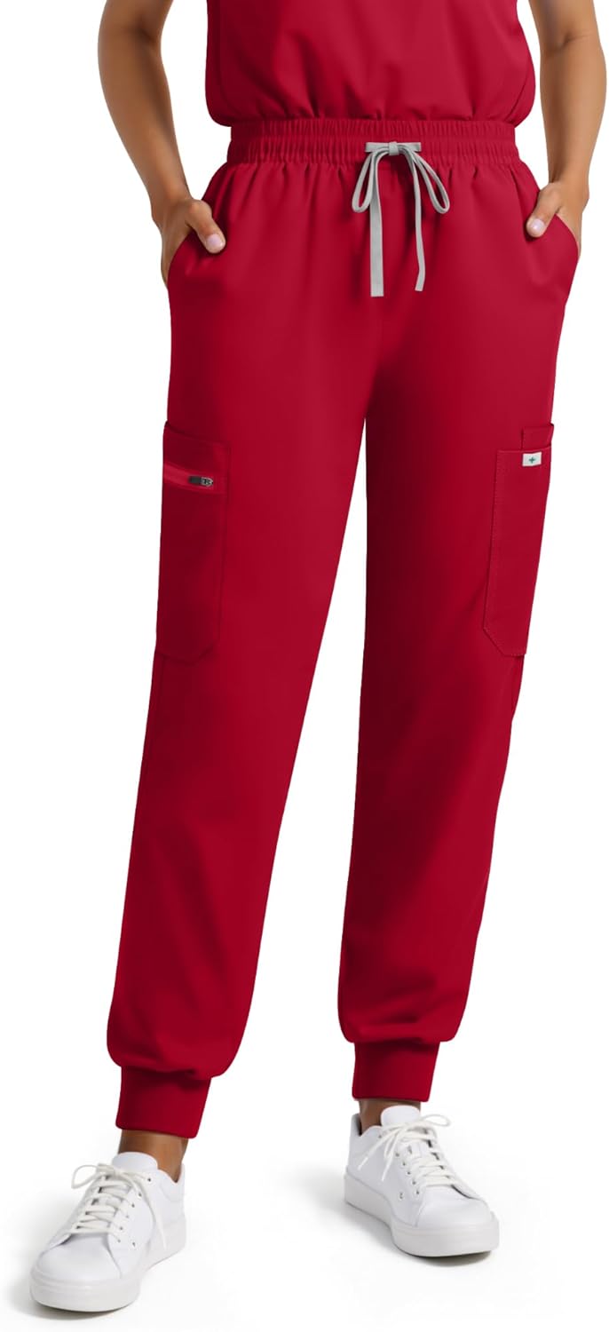 Scrubs for Women Set - Stretch Medical Uniform Scrubs - Slim Fit Top & Cargo Pant Scrubs Set with 11 Pockets Workwear - Image 8