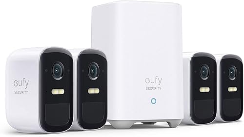 eufy security, eufyCam 2C Pro - Kit de 4 cámaras, sistema de seguridad inalámbrico para el hogar con resolución 2K, compatibilidad HomeKit, duración