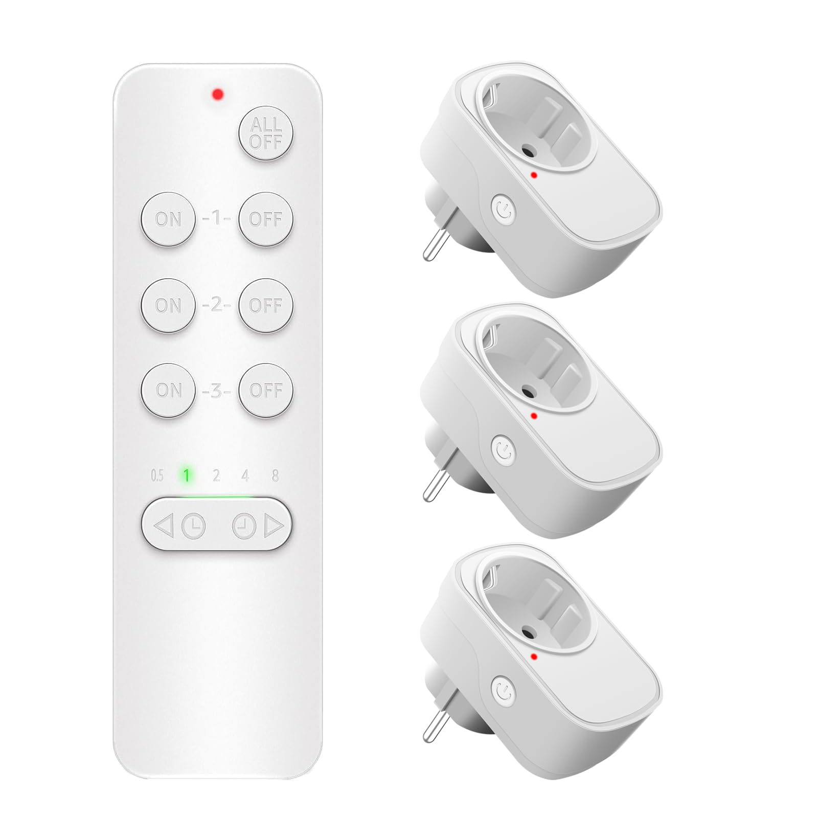 NineLeaf Steckdosen mit Fernbedienung,3 Pack Steckdosen und 1 Fernbedienung, Timer und Zeitplan,500FT Steuerungsbereich,15A/1500W für Haushaltsgeräte,weiß