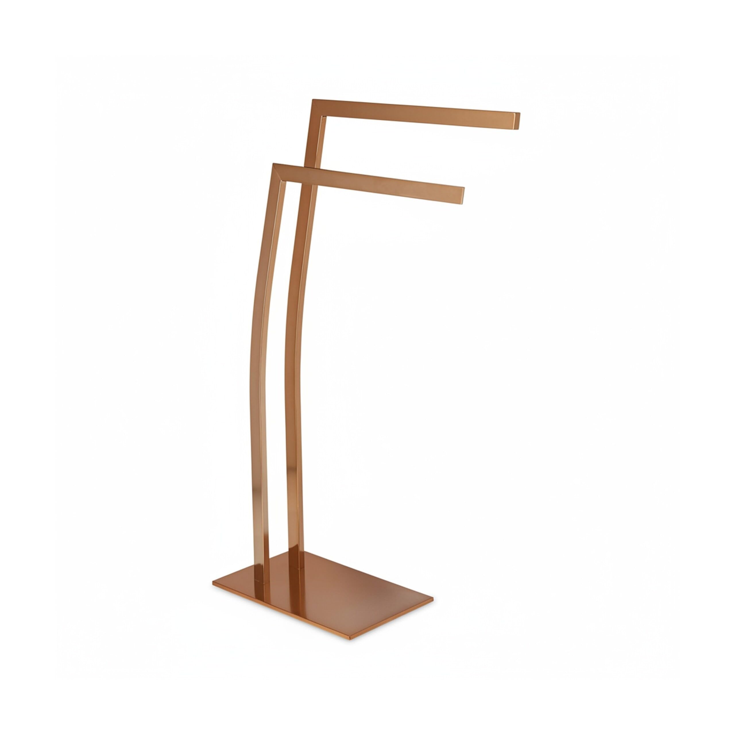 Relaxdays Porta Asciugamani WIMEDO, 80x32x20 cm ca., 2 Aste, Base Rettangolare, Decorazione, Acciaio Inox, Rame