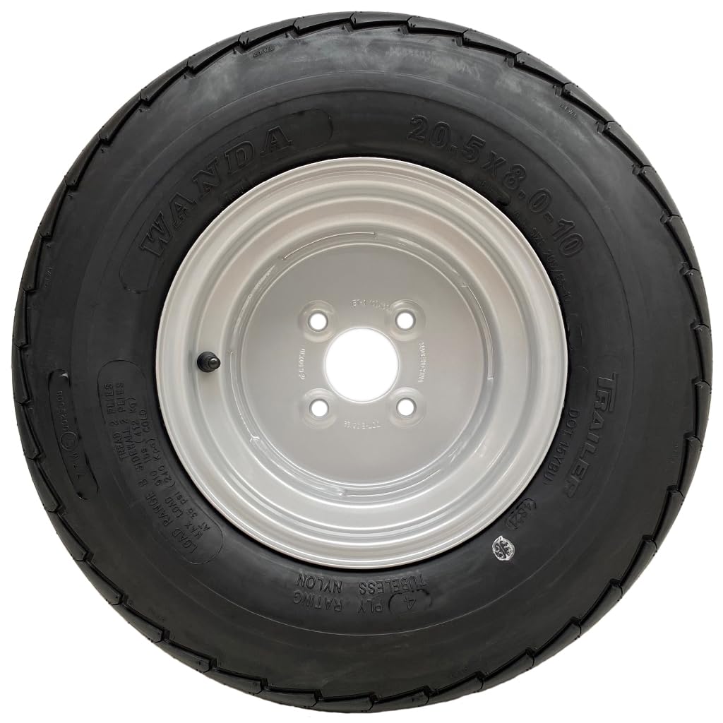 Kit Rimorchio ad Alta Velocità Parnells 20.5x8.00-10 6.00x10 4/100 Cerchioni Mozzi M12 100 PCD 35x35-4 Strati 520 mm 412 kg