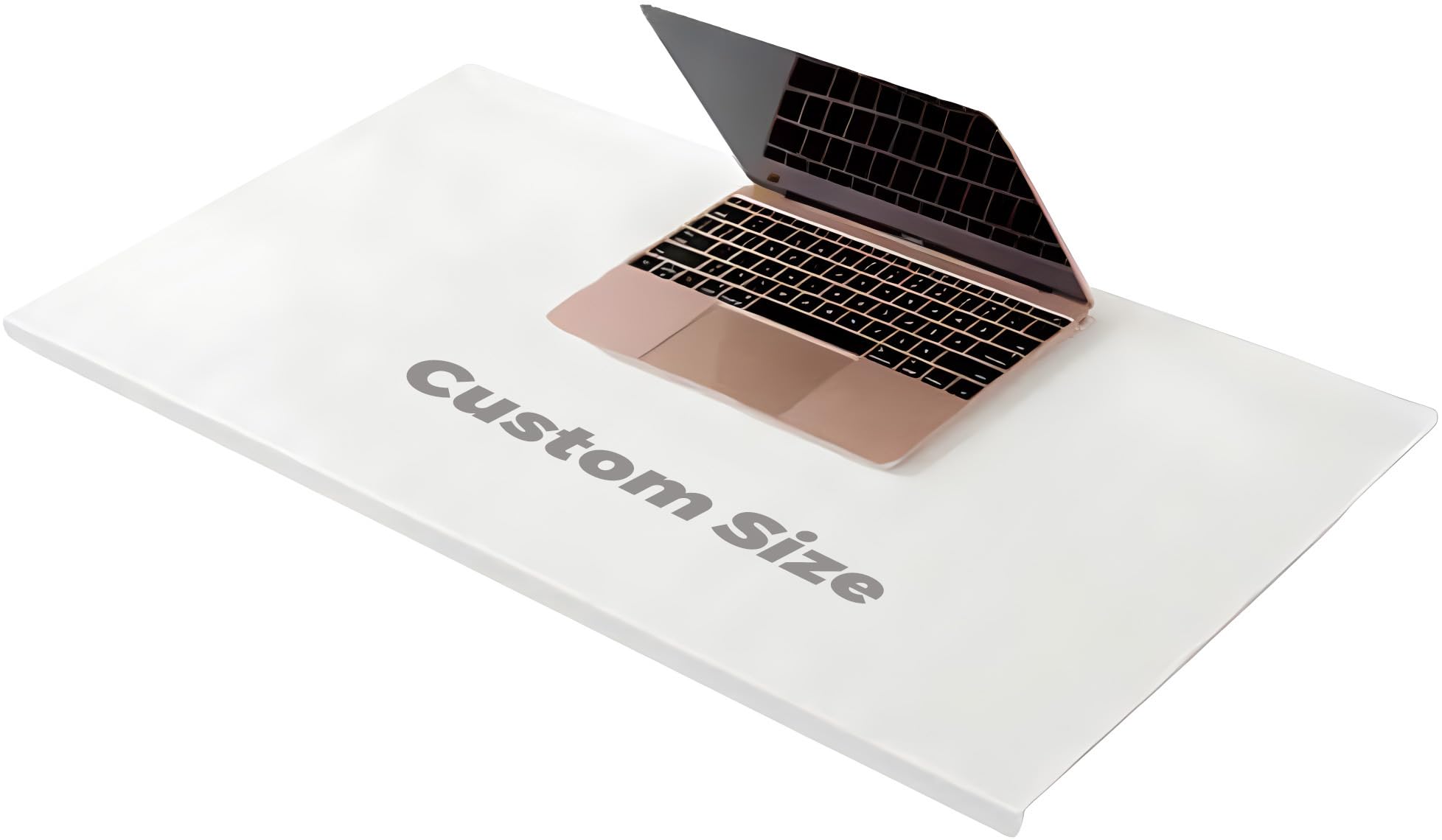 Office Leather Desk Pad with L-Shaped Front Profile, Large Mouse Pad with Edge Protector, Waterproof Smooth Writing Mat for Laptop Keyboard (White, Custom Size)