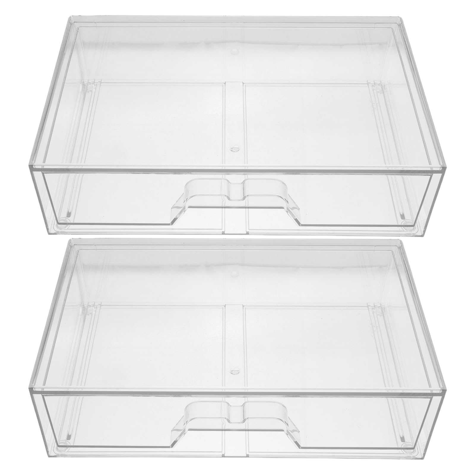 Set da 2 Cassetti Trasparenti in Acrilico Impilabili per Organizzazione da Scrivania e Bagno, Design Raffinato e Salvaspazio per Uso Versatile