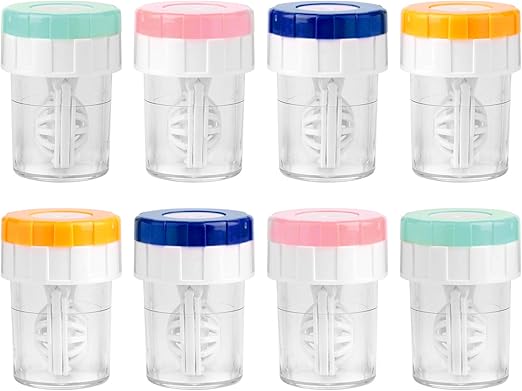 Lamoutor 8Pcs Manually Contact Lens Washer Cleaner Plastic Lens Cleaner Case Random Color