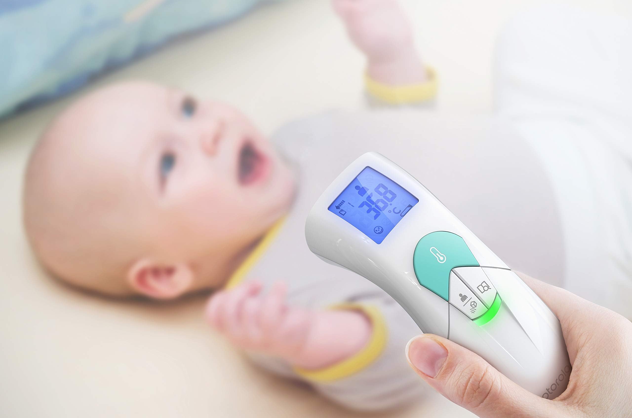 Mobiclinic, Digital Pacifier Thermometer, Round Point, LCD Display, with Memory, Accurate and Safe, Soft, Includes Case, for Babies and Children