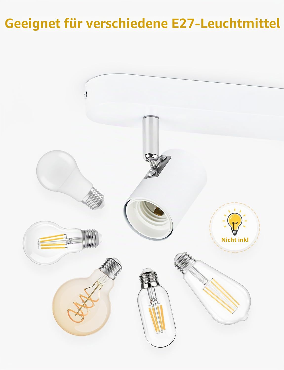 KYOTECH Deckenlampe 4 Flammig E27 Aluminium 350° Schwenkbar Max. 60W