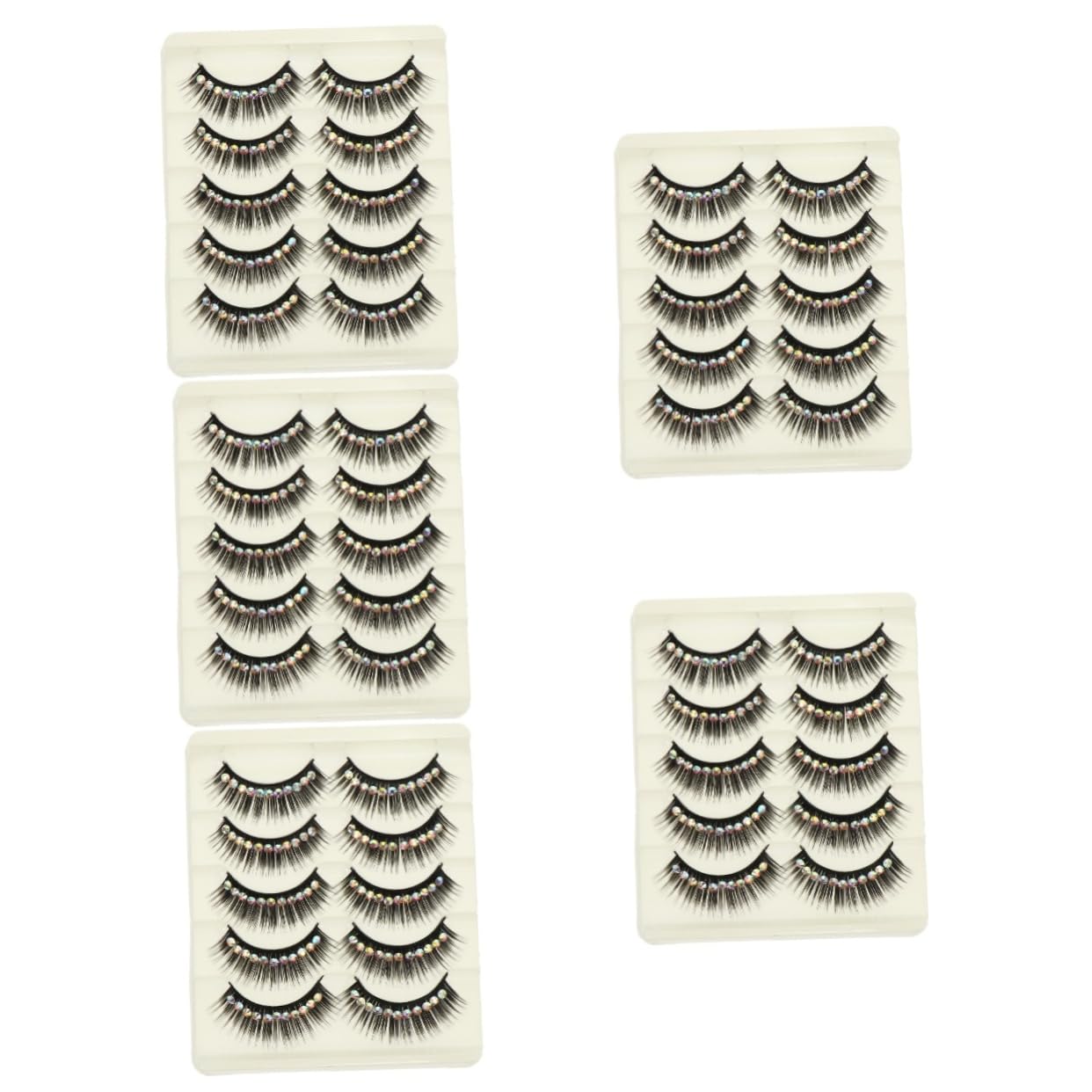 50paare Glitzernde Fake Wimpern Mit Edelsteinen Für Make-up Partys Und Auftritte Wasserdichte Und Auffällige Wimpern Für Einen Charmanten Look