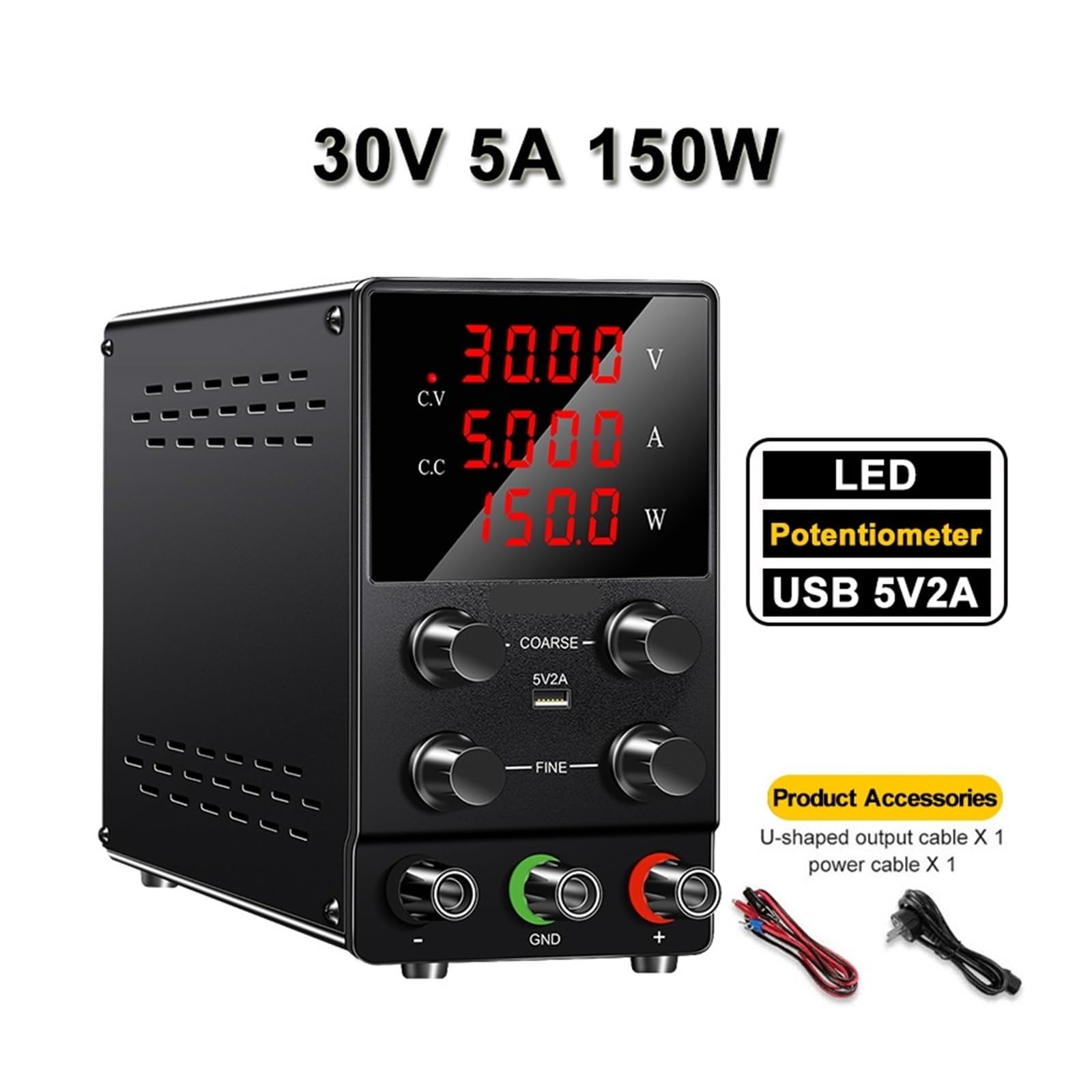 Zasilacz laboratoryjny 30 V, 10 A, 300 W, regulator napięcia i prądu, 24 V, 12 V (30 V 5A, AC 220V)
