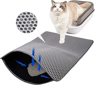 BrLacHhaZ Cat Litter Mat, Honeycomb Double Layer Litter Box Mat, Urine & Water Proof Cat Litter Catcher Mat, (30 x 22 In) Large Litter Trapping Mat Washable Easy Clean, Litter Mat Scatter Control