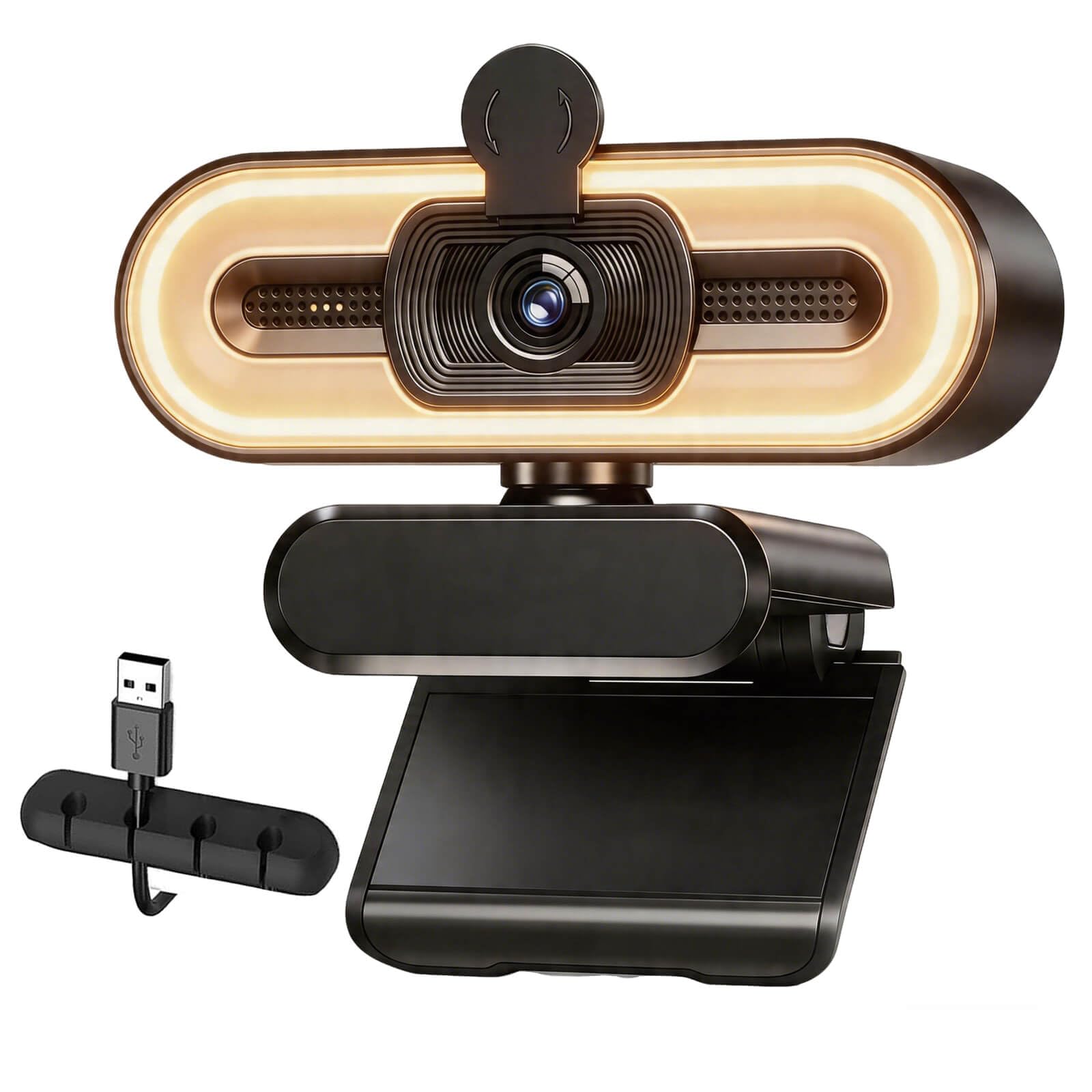 4K Webcam for PC, USB Webcam with Light, Microphone and Privacy Cover, HD Web Camera for Desktop Computer Laptop Monitor, Adjustable Brightness, 1pc Organizer-image-17