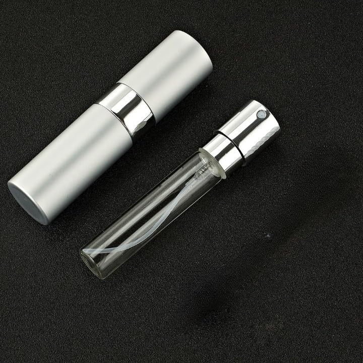 Image of 10ML Mini Perfume Atomizer Spray Bottle, Empty Refillable Glass Travel Cologne Sprayer for Men & Women with Refill Tools (Silver-3)
