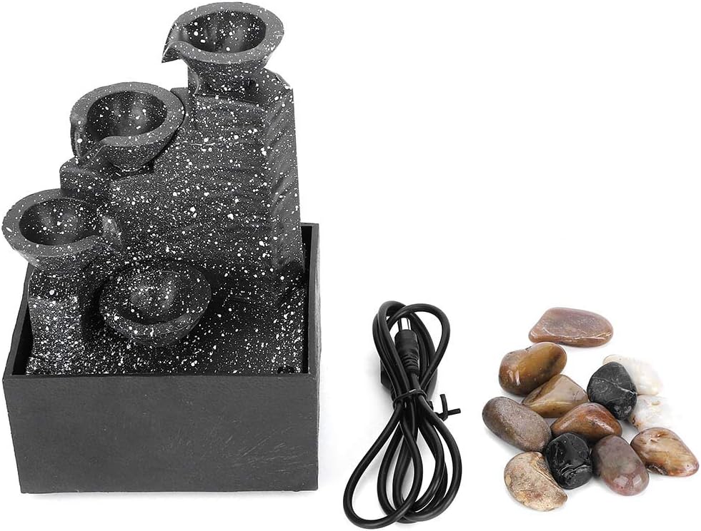 Jiawu Tabletop Fountain, USB Water Fountain Desktop Ornament Zen Meditation Fountain Crafts Decorative Sculpture Table Decoration for Home/Office