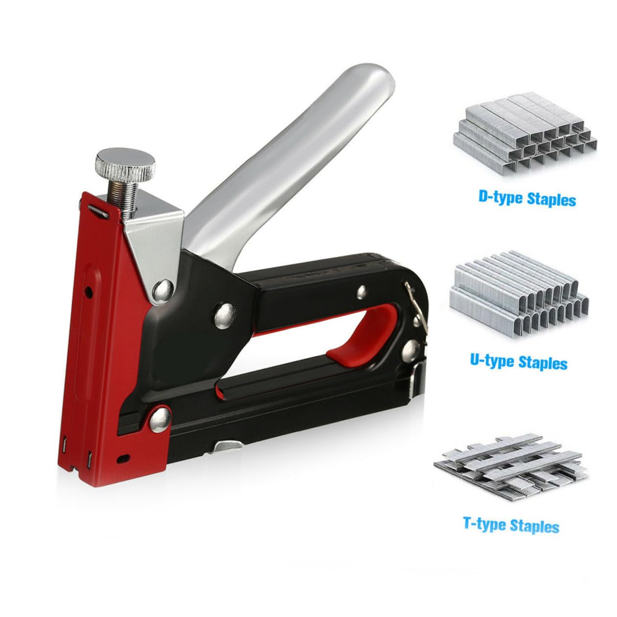 Mipcase Puntatrice Manuale 3 in 1 in Metallo Meccanismo Regolabile a Molla e Impugnatura Ergonomica Curva per Uso Multiplo a Forma di U a Forma di T