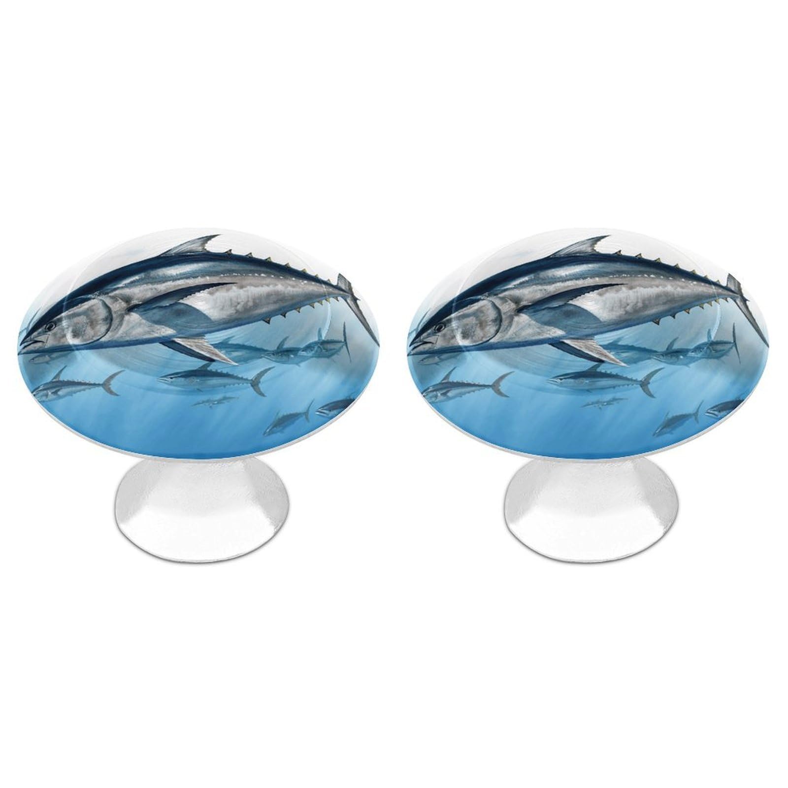FekiLoot Bluefin Tuna Thunnus Cabinet Knob Kitchen Drawer Knob Stainless Steel Round Drawer Pulls Modern Cabinet Hardware Vintage Dresser Drawer for Kitchen Bathroom Closet Dresser Cabinets