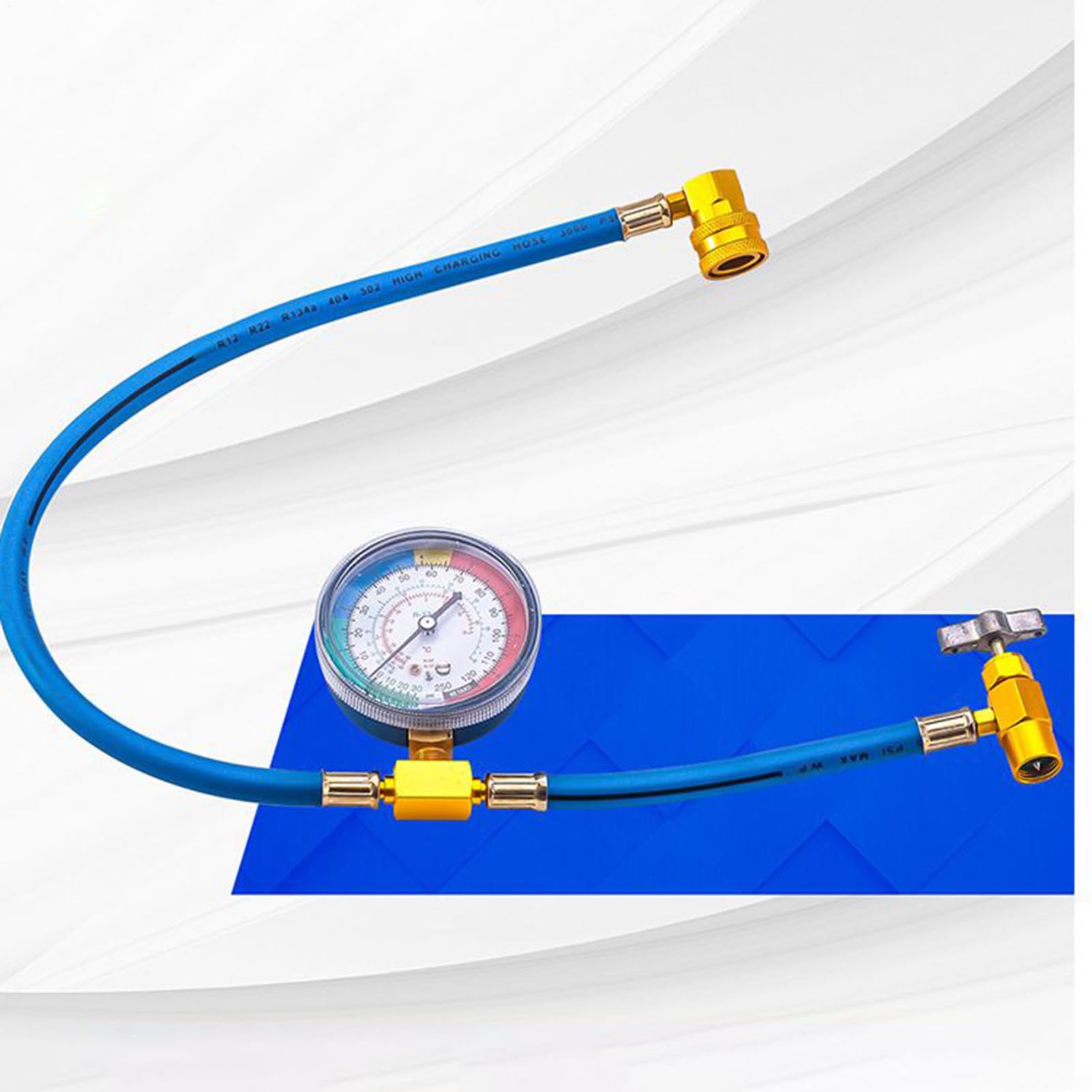 Tubo di ricarica CA con manometro, tubo refrigerante AC, con manometro, tubo refrigerante anti-riflusso, per rilevamento perdite, riparazione auto, HVAC commerciale frigorifero