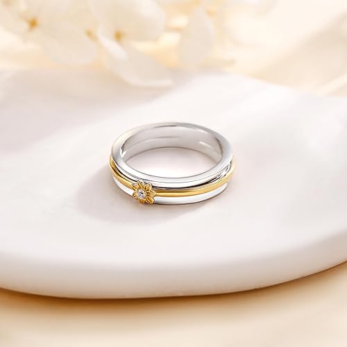 Miniatura 3 de Anillos giratorios de plata de ley para aliviar la ansiedad para mujer