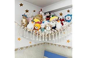 Adorable Stuffed Animal Sanctuary: Boho Macrame Hammock with Celestial Glow