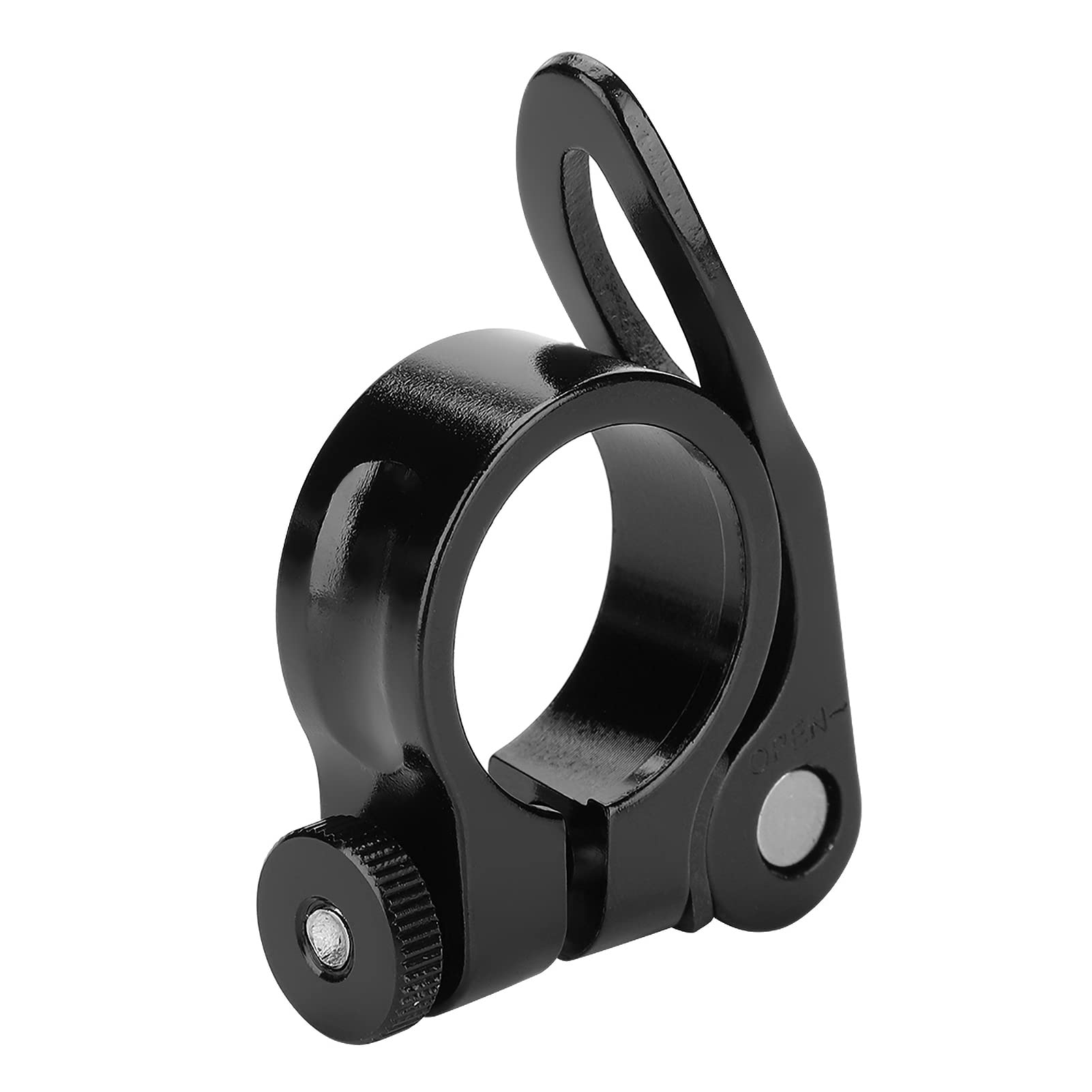Akozon Cierre rápido para bicicleta juvenil de 25 mm, aleación de aluminio, abrazadera de sillín de 25,4 postes, cierre rápido, color negro