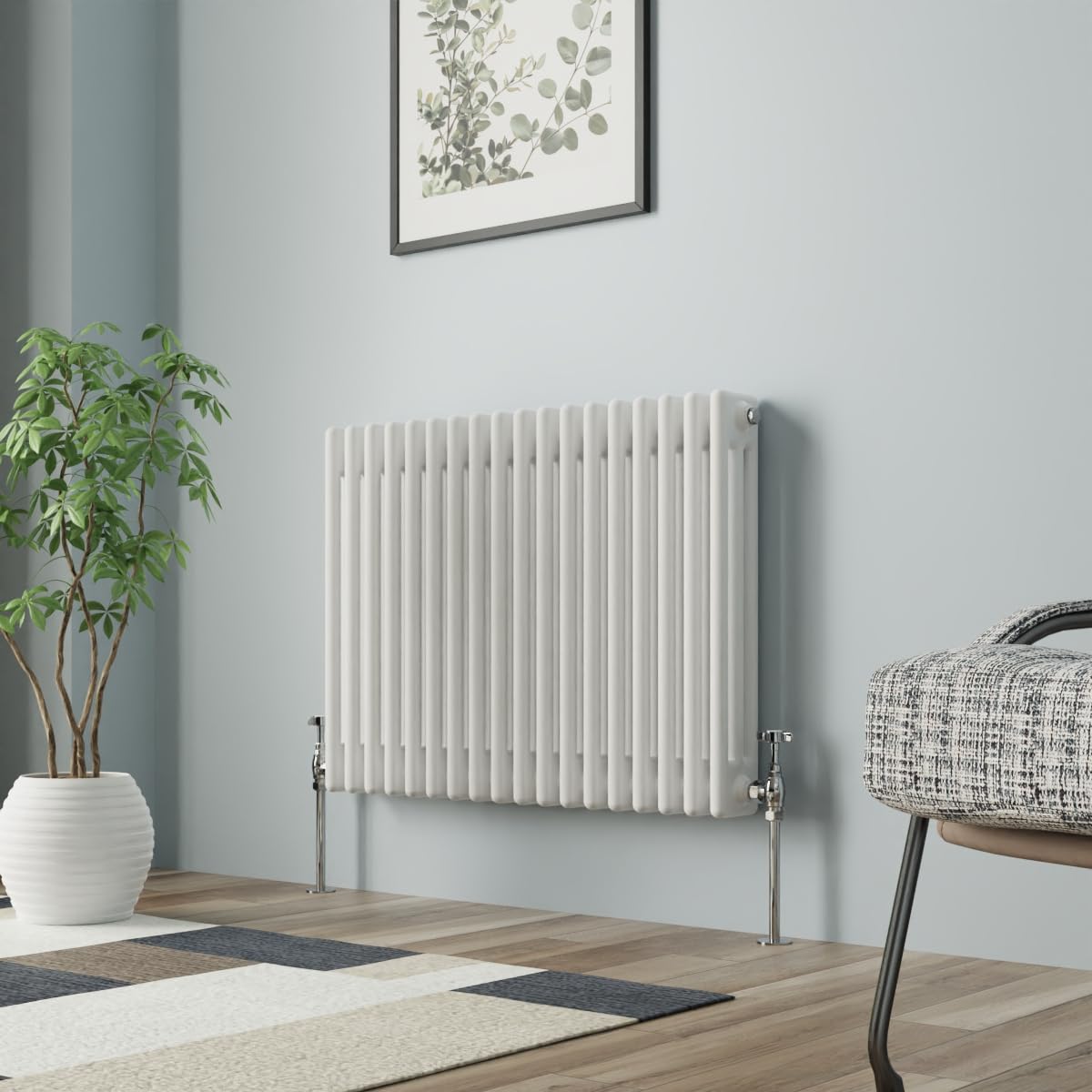 NRG 600 X 830 mm Gloss White Column Radiators Horizontal Cast Iron Rads