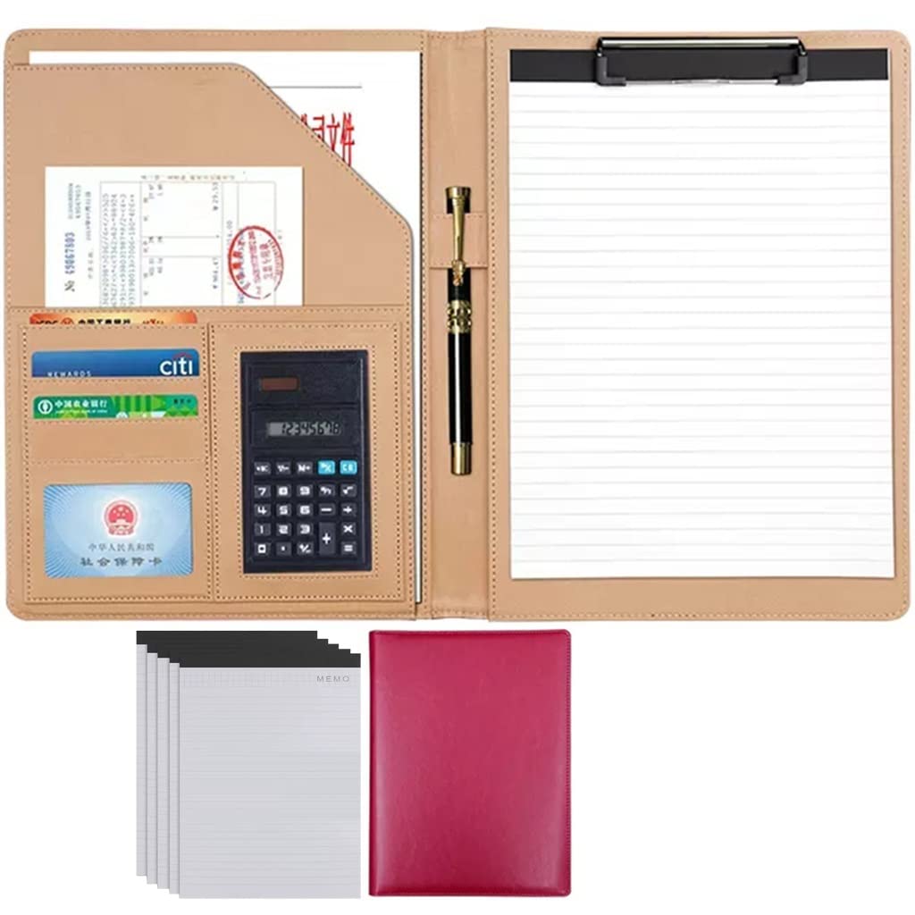 Zdejmujący się Ring Binder i Notepad, Teczka organizera do portfolio A4, format Letter, 320x245x35 mm, podkładka z PU, wielokolorowa(Rose Red,8 Bit+5*note pad)