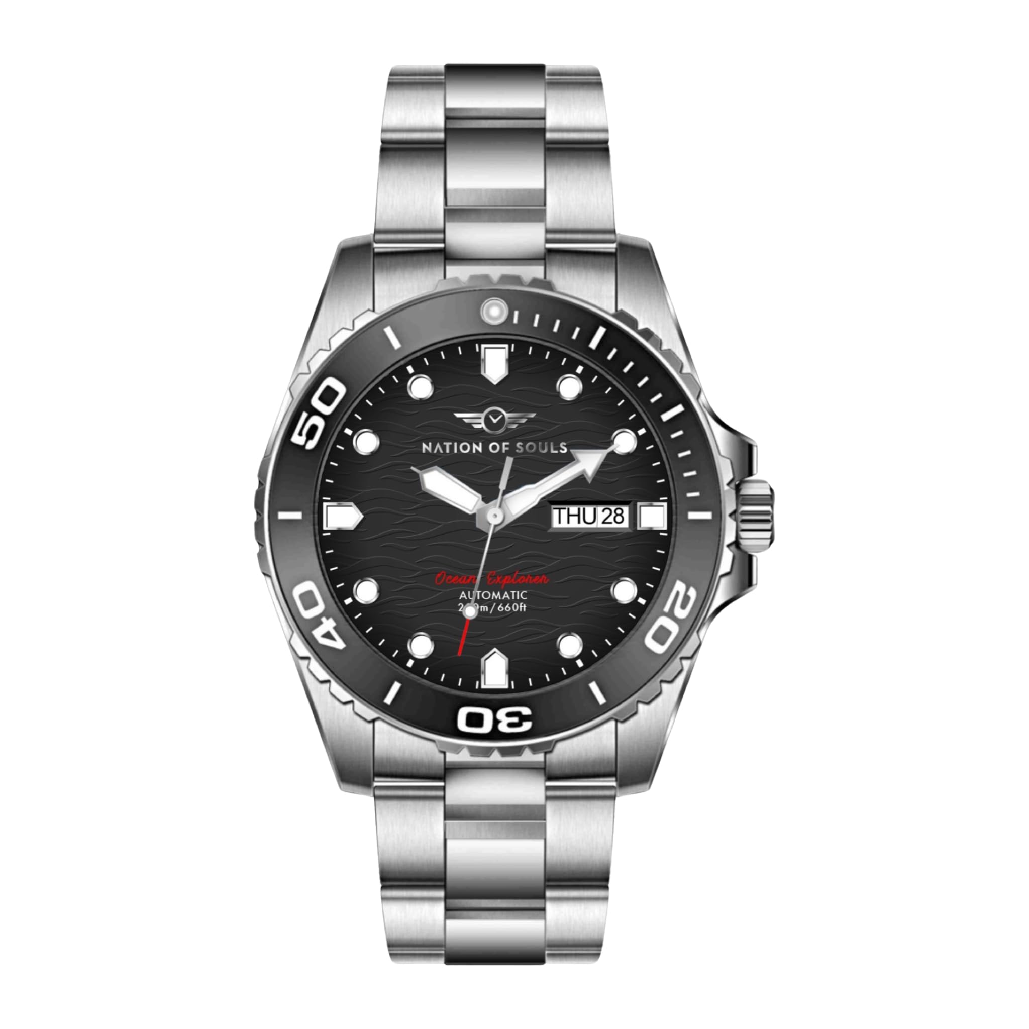 Nation of Souls Ocean Explorer - Orologio da immersione automatico da uomo con cassa da 43 mm, cinturino da 22 mm, cassa in acciaio inossidabile 316L, resistente all'acqua fino a 200 m, orologio