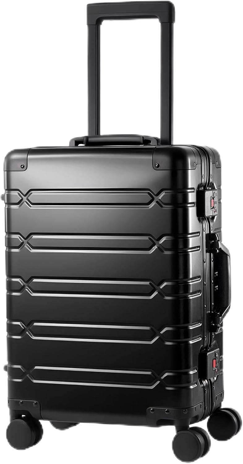Photo 1 of  All Aluminum Carry On Luggage 22x14x9 Airline Approved?Zipperless Luggage Premium Aluminum Suitcase Luggage, Hard Shell Carry On Luggage with Spinner Wheels (black, 20inch) 